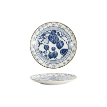 Plate Flora Japonica Ivy Blue, White, Porcelain, &Oslash; 16 cm