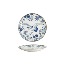 Plate Flora Japonica Crane Blue, White, Porcelain, &Oslash; 16 cm