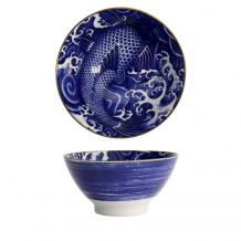 TDS, Japonism Schale, Carp, Blau, Ø 18x9 cm - Art Nr: 17107