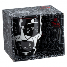 TDS, Kawaii Glückliche Katze (Lucky Cat) Tasse in Geschenkbox, Schwarze Katze, 380ml, Ø 8,5x10,2 cm , Art Nr. 17616