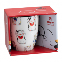 TDS, Kawaii Glückliche Katze (Lucky Cat) Tasse in Geschenkbox, Weiße klassische Katze, 380ml, Ø 8,5x10,2cm , Item No. 17619