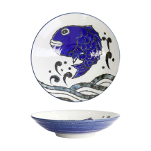 Deep Plate Seafood Snapper Blue, White, Porcelain, &Oslash; 21.7 cm, 900 ml