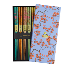 TDS, Chopstick Set, Sakura, 5 pair, 22,5 cm, Item No. 17862