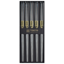 TDS, Chopstick Set, Stainless Steel, 5 pair, 22,5 cm, Item No. 17929