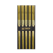 TDS, Chopstick Set, Stainless Steel Gold, 5 pair, 22,5 cm, Item No. 17930