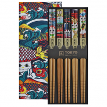 TDS, Chopstick Set, Lucky and Koinobori, 5 pair, 22,5 cm, Item No. 17946