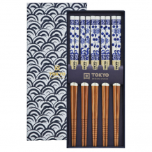 TDS, Chopstick Set, Giftbox Wave Blue, 5 pair, 22,5 cm, Item No. 17950