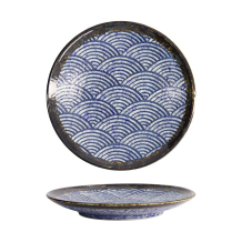 Teller Aisai Seigaiha Blau, Steinzeug, &Oslash; 22,7 cm