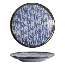 Teller Aisai Seigaiha Blau, Steingut, &Oslash; 26 cm