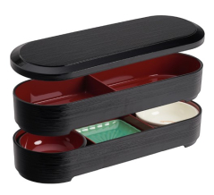 TDS, Bentobox, ABS Lacquerware, Oval Hegime Black, 36.2x12.4x5.7 cm, Art.-Nr. 18624