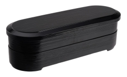 TDS, Bentobox, ABS Lacquerware, Oval Hegime Black, 36.2x12.4x5.7 cm, Item No. 18624