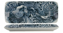 TDS, Teller, Japonism, Kran, Grau, 28.5x14x2.5cm - Art Nr: 18747