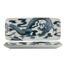 TDS, Teller, Japonism, Dragon, Grau, 28.5x14x2.5cm - Art Nr: 18748