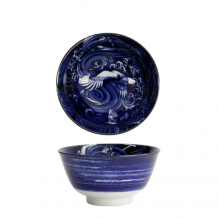 TDS, Japonism Schale, Kran, Blau, Ø 12.7x6.8 cm - Art Nr: 18755