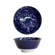 TDS, Japonism Schale, Kran, Blau, Ø 15x7 cm - Art Nr: 18758