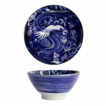 TDS, Japonism Schale, Kran, Blau, Ø 18x9 cm - Art Nr: 18761