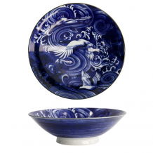 TDS, Japonism Schale, Kran, Blau, Ø25,2x7,7 cm - Art Nr: 18764