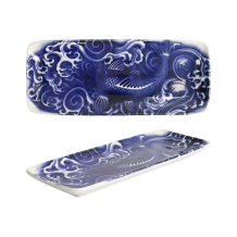 Serving Platter Japonism Carp Blue, White, Porcelain, 28.5 &times; 14 &times; 2.5 cm