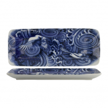 TDS, Teller, Japonism, Kran, Blau, 28.5x14x2.5cm - Art Nr: 18768