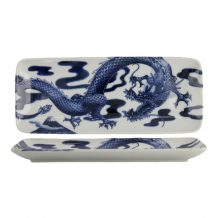 TDS, Teller, Japonism, Dragon, Blau, 28.5x14x2.5cm - Art Nr: 18769