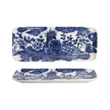 Servierplatte Japonism Lion Blau/Wei&szlig;, Porzellan, 28,5 &times; 14 &times; 2,5 cm