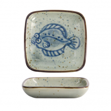 TDS, Soy Sauce Bowl, Flounder, Blue, 9 x 1.6 cm - Item No. 20611