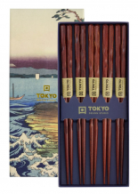 TDS, Chopstick Set, Giftbox Plain Twist Brown, 5 pair, Item No. 20715