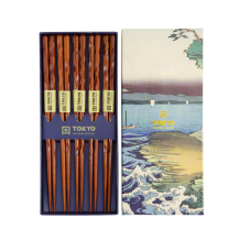 TDS, Chopstick Set, Giftbox Plain Twist Brown, 5 pair, Item No. 20715