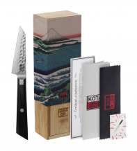 TDS, Kotai Paring Bunka Messer (Gemüsemesser), Kitchenware, Gehämmert mit Bambusbox, 9 cm, Artikelnr.: 20849
