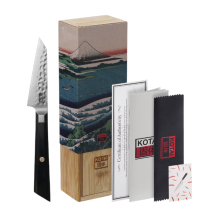 TDS, Kotai Paring Bunka Messer (Gemüsemesser), Kitchenware, Gehämmert mit Bambusbox, 9 cm, Artikelnr.: 20849