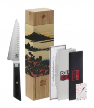 TDS, Kotai Petty Bunka Messer (Gemüsemesser), Kitchenware, Gehämmert mit Bambusbox, 13.5 cm, Artikelnr.: 20850