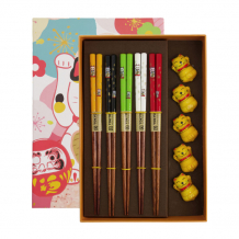 TDS, Chopstick Set, Lucky Cat incl. chopstick rests, 5 pair, 22,5 cm, Item No. 20901