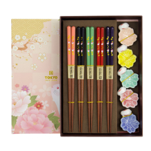 TDS, Chopstick Set, Rabbit Sakura incl. chopstick rests, 5 pair, 22,5 cm, Item No. 20905