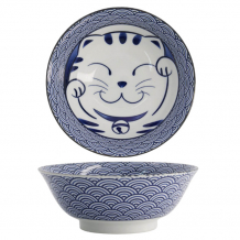 TDS, Ramen-Schale, Kawaii Lucky Cat, Blau, Ø 19.7x7cm 1000ml - Art Nr: 20952