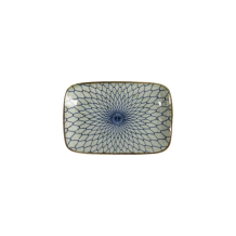 Sushi-Platte Mashiko Mesh Blau/Wei&szlig;, Porzellan, 16,3 &times; 10,2 cm