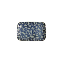 Sushi-Platte Mashiko Tako-Karakusa Blau/Wei&szlig;, Porzellan, 16,3 &times; 10,2 cm