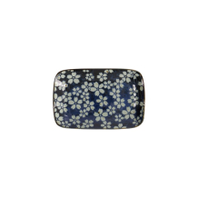 Rechteckiger Teller Sakura Blue Blau/Wei&szlig;, Porzellan, 16,3 &times; 10,2 cm