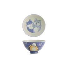 Rice Bowl Kawaii Shiba-Dog Blue, Porcelain, 350 ml