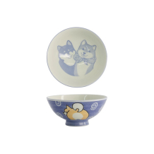 Rice Bowl Kawaii Shiba-Dog Blue, Porcelain, 500 ml