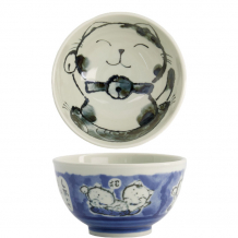 TDS, Rice Bowl, Kawaii Cat, Blue,  Ø 16 x 8 cm, 600 ml - Item No. 21027