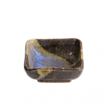 TDS, Square Bowl, Aurora Blue Choku, Black/Blue, 7.5 x 7.5 x 3.2 cm, Item No. 21062