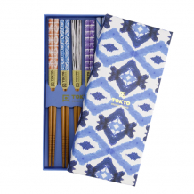 TDS, Chopstick Set 5 pair, Blue Kasuri, Item No. 21304