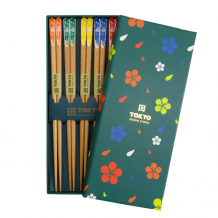 TDS, Chopstick Set 5 pair,  Turquoise Flower, Item No. 21306