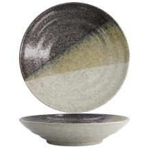 Deep Plate Oboro Yamakage Black, Brown, White, Stoneware, &Oslash; 29 cm