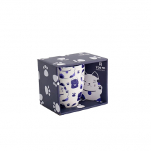 TDS, Kawaii Glückliche Katze Tasse in Geschenkbox, Blau Katze, 380ml, Ø 8,5x10,2cm , Item No. 21528