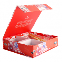 TDS, Kawaii-Blume Sushi-Teller-Geschenkset, 4 Stück mit Essstäbchen, Rot, Art.-Nr. 21661