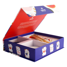 Sushi-Set Kawaii Lucky Cat Wei&szlig;/Blau, 6-tlg., Porzellan