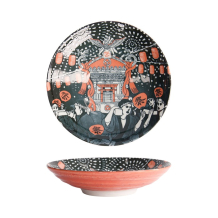 Pastateller Asakusa Matsuri Wei&szlig;/Rot/Schwarz, Porzellan, &Oslash; 21 cm