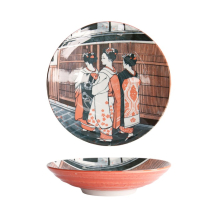 Pastateller Asakusa Geisha Wei&szlig;/Rot/Schwarz, Porzellan, &Oslash; 21 cm