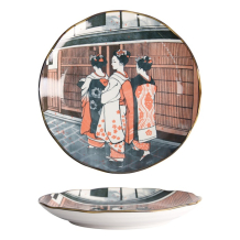 Teller Asakusa Geisha Wei&szlig;/Rot/Schwarz, Porzellan, &Oslash; 25 cm